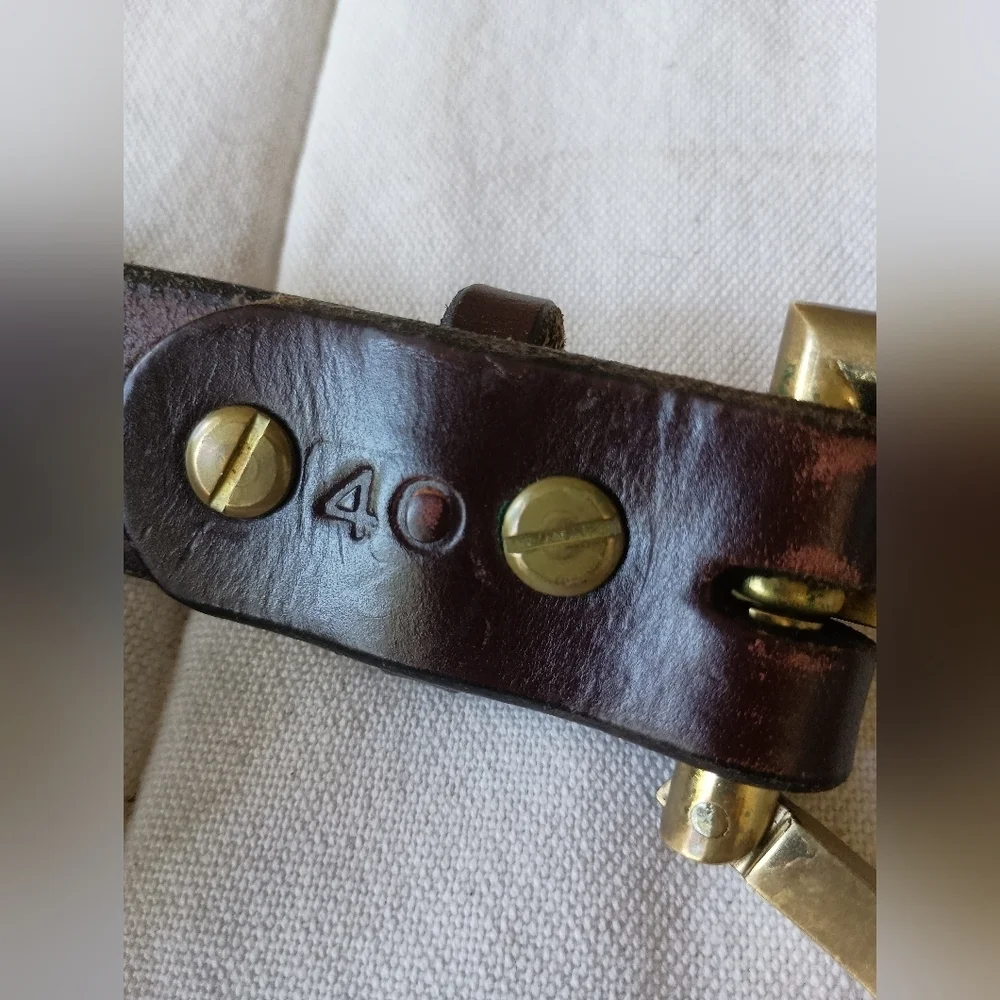 Vintage Wiley Belts Men's Brass Buckle Brown Leather Belt Made In USA_40